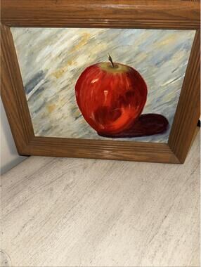 Apple Still Life Oil On Canvas One Of A Kind Wood Frame